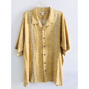 Bohio | by IMP Men's Yellow 3/4 Sleeve Button Down Collared Silk Shirt Size 2X